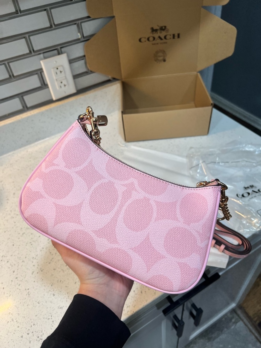 Coach Pink Signature Mini Crossbody Bag with Detachable Strap - Picture 2 of 4